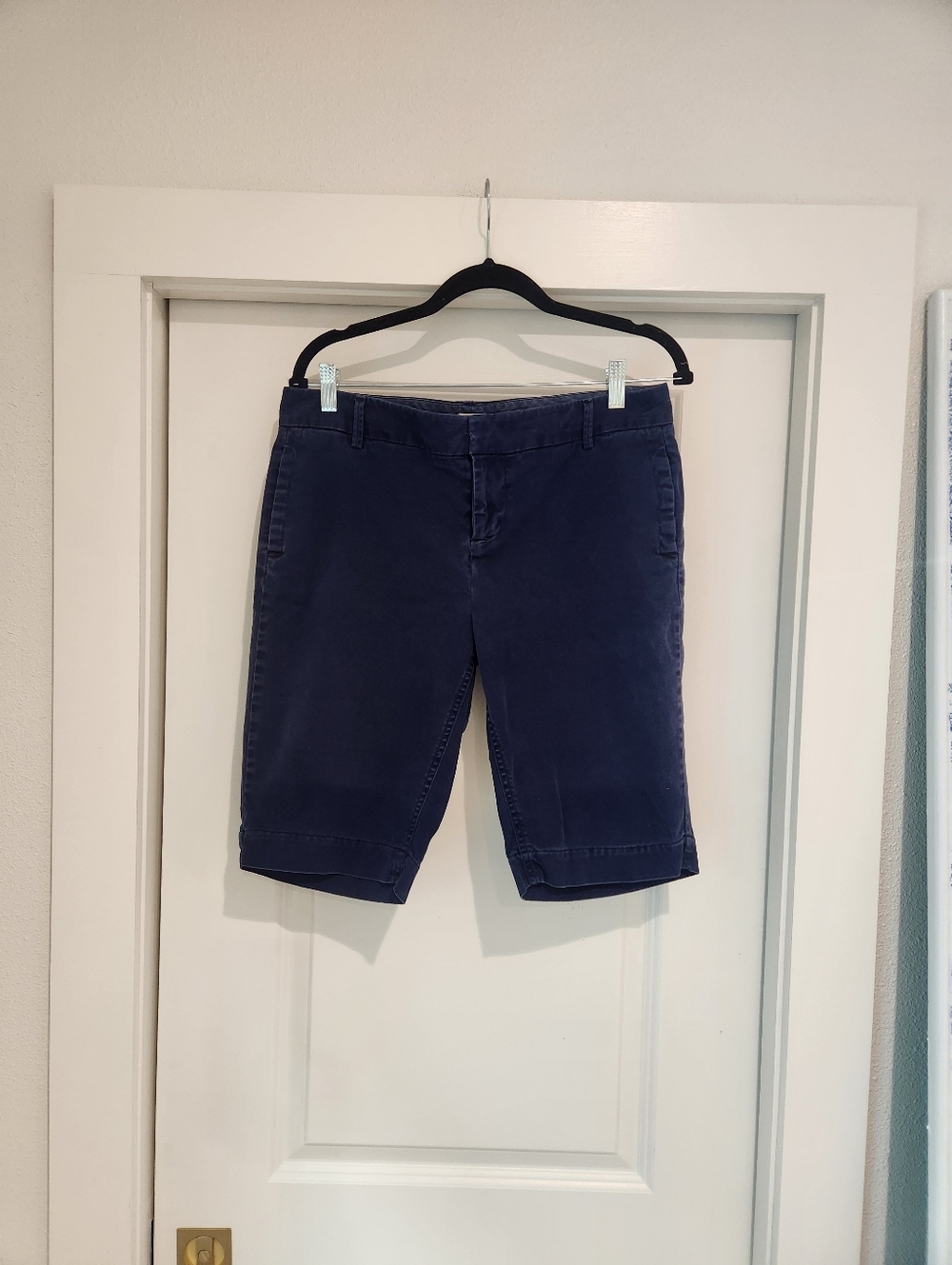 ecru Navy Bermuda Shorts with Belt Loops